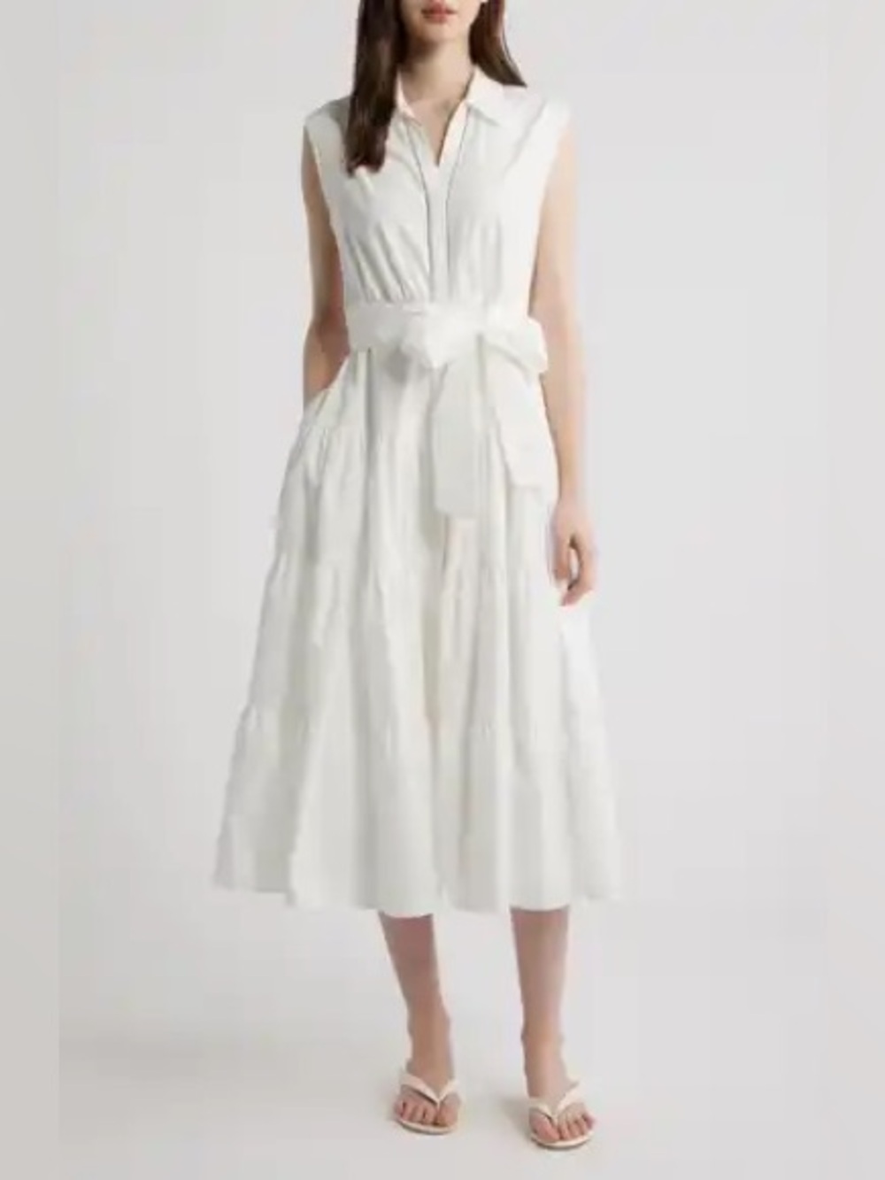 Kobi Halperin White Sleeveless Collared Maxi Dress